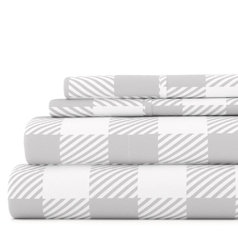 Sheet Sets with Multiple Pillowcase OptionsCountry Plaid Light Gray Pattern Sheet Set Ultra Soft Microfiber Bedding, Twin Sheet Sets with Multiple Pillowcase OptionsCountry Plaid Light Gray Pattern Sheet Set Ultra Soft Microfiber Bedding, Twin