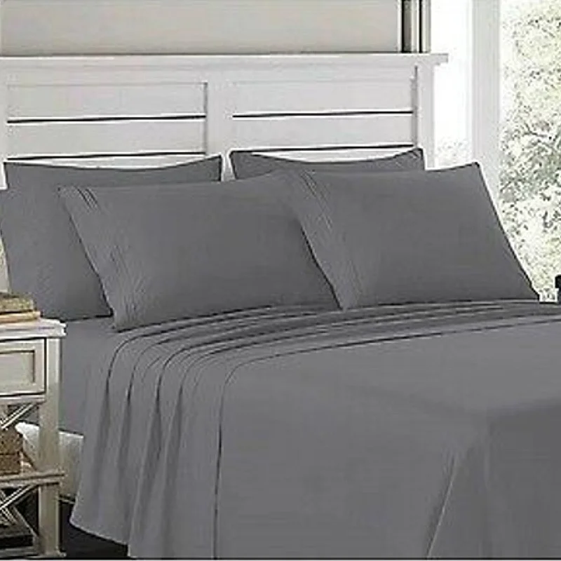 Jersey - Knit Sheets for a Comfortable and Casual Bed4 Piece Deep Pocket 1900 Fitted Sheet Set King Grey Jersey - Knit Sheets for a Comfortable and Casual Bed4 Piece Deep Pocket 1900 Fitted Sheet Set King Grey