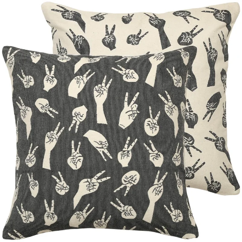 Decorative Pillows for Living Room MakeoverGrey Peace Hands Woven Cushion Cover