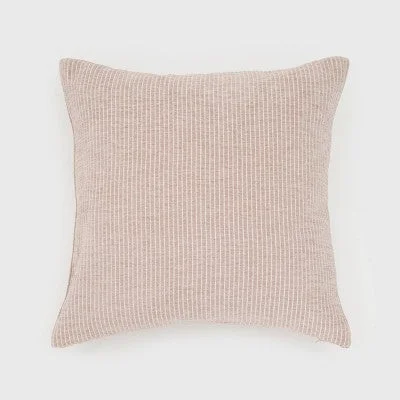 Hypoallergenic Pillows for Allergy SufferersNew - 18"x18" Nea Striped Chenille Woven Square Throw Pillow Taupe - freshmint Hypoallergenic Pillows for Allergy SufferersNew - 18"x18" Nea Striped Chenille Woven Square Throw Pillow Taupe - freshmint