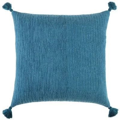 Velvet Pillows for a Touch of EleganceNew - 20"x20" Oversize Striped Square Throw Pillow Cover with Tassels Teal Blue - Rizzy Home Velvet Pillows for a Touch of EleganceNew - 20"x20" Oversize Striped Square Throw Pillow Cover with Tassels Teal Blue - Rizzy Home