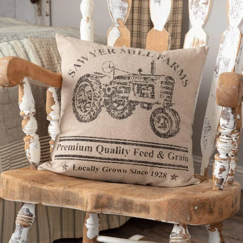 Cotton Pillows for Natural ComfortSawyer Mill Charcoal Tractor Pillow