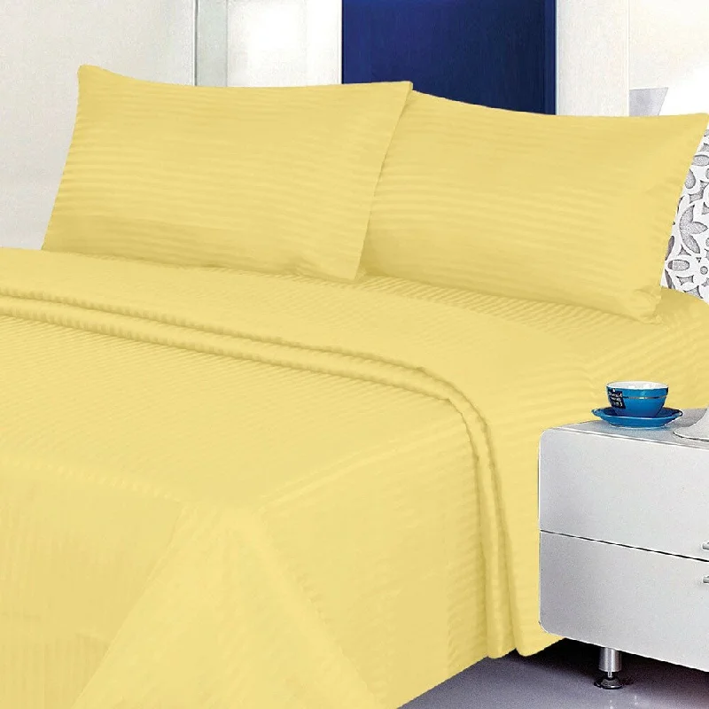 Quilted Cotton Sheets for a Warm and Inviting Bed1800 Count Deluxe 4-Piece Stripe Deep Pocket King Bed Sheet Gold Quilted Cotton Sheets for a Warm and Inviting Bed1800 Count Deluxe 4-Piece Stripe Deep Pocket King Bed Sheet Gold