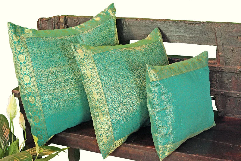 Square Pillows for Modern Home DecorTeal Green Raj Pillow Cover