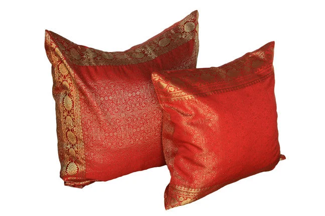 Back Support Pillows for Office ChairsIndian sari pillows Cover Red Raj