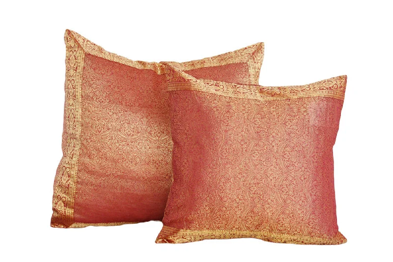 Down Alternative Pillows for Ethical Choices24" x 24" Red Paisley Sari Pillow Cover