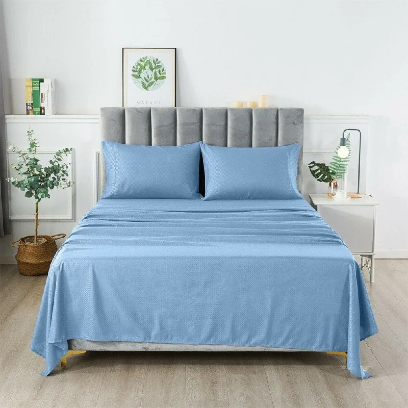 Thermal - Regulating Bamboo Sheets for All - Season Comfort4 Piece Extra Deep Bedsheets Microfiber Hotel Quality Queen Blue Thermal - Regulating Bamboo Sheets for All - Season Comfort4 Piece Extra Deep Bedsheets Microfiber Hotel Quality Queen Blue