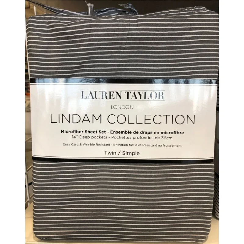 Linen - Cotton Blend Sheets for a Natural and Versatile OptionLauren Taylor - Grey Stripe MF Sheet Set Linen - Cotton Blend Sheets for a Natural and Versatile OptionLauren Taylor - Grey Stripe MF Sheet Set