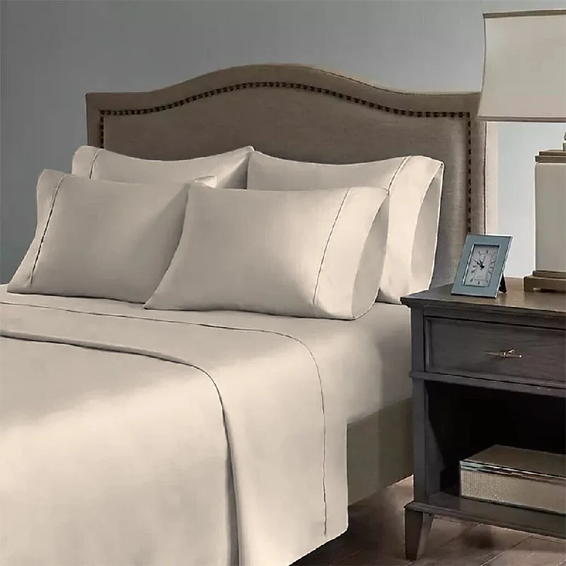 King - Size Sheet Sets with a Decorative Pillow Set2200 Count 6 Pc Premium Bamboo Deep Pocket King Sheet Cream