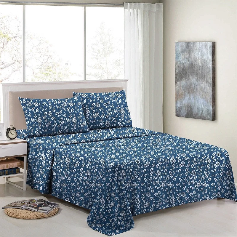 Rayon - Cotton Sheets for a Breathable and Soft BlendFloral Sheets 4 Piece Egyptian Comfort 1800 Series Full Navy Blue Rayon - Cotton Sheets for a Breathable and Soft BlendFloral Sheets 4 Piece Egyptian Comfort 1800 Series Full Navy Blue