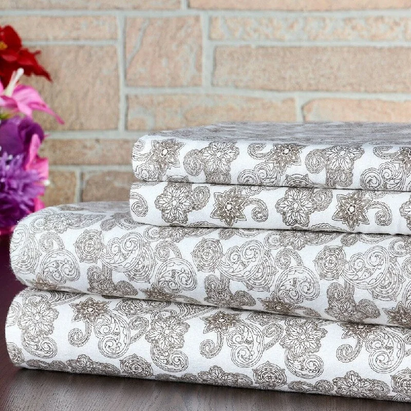 Moisture - Wicking Cotton Sheets for a Dry and Comfortable Sleep100% Cotton Printed Flannel Soft Deep Pocket King Elegant Paisley
