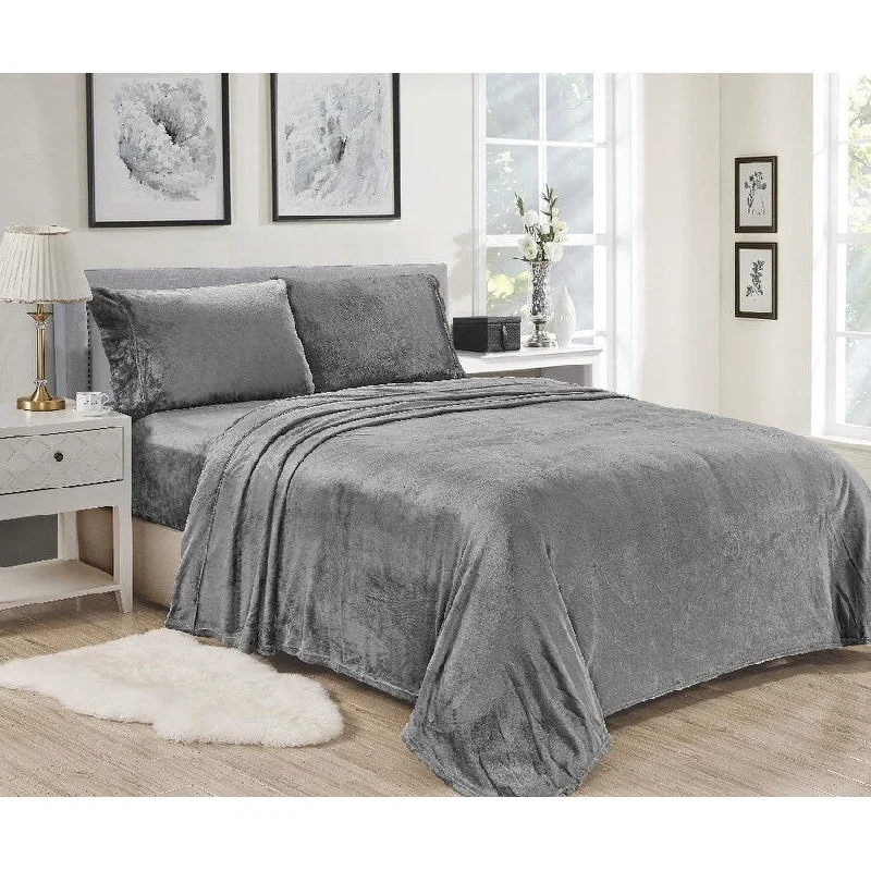 Jersey - Knit Sheets for a Comfortable and Casual BedKansas 4pc Microplush Sheet Set - Light Gray - King Jersey - Knit Sheets for a Comfortable and Casual BedKansas 4pc Microplush Sheet Set - Light Gray - King