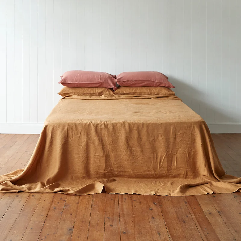 Queen - Size Sheet Sets with a European Pillowcase SetMustard Flat Sheet