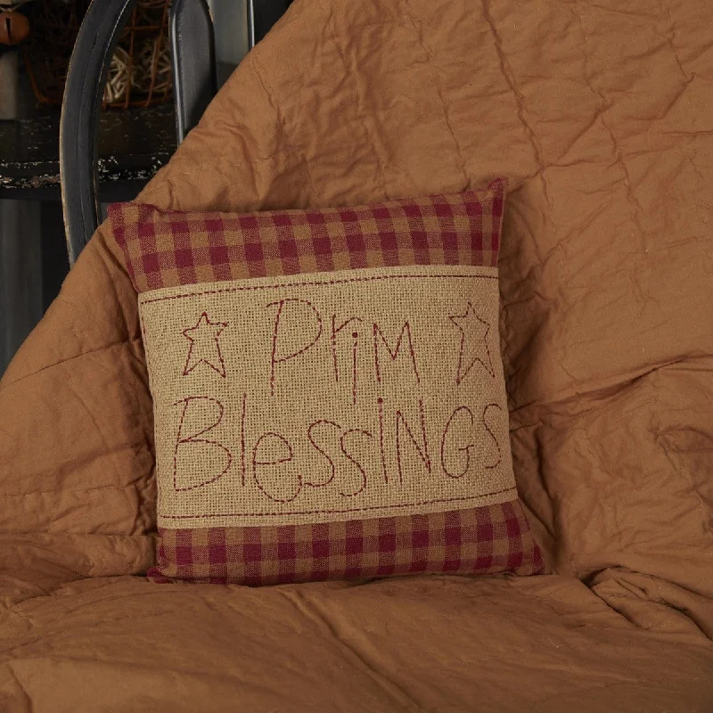 Bolster Pillows for Sofa DecorationBurgundy Check Prim Blessings Pillow