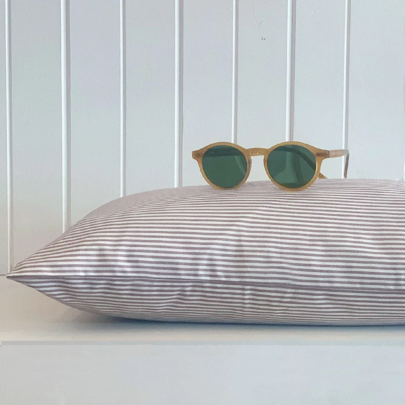 Down Alternative Pillows for Ethical ChoicesPinstripe mocha TRAVEL Pillowcase