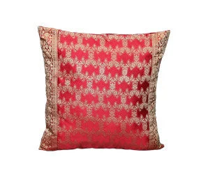 Velvet Pillows for a Touch of EleganceRed Sari Fatima Pillow Cover