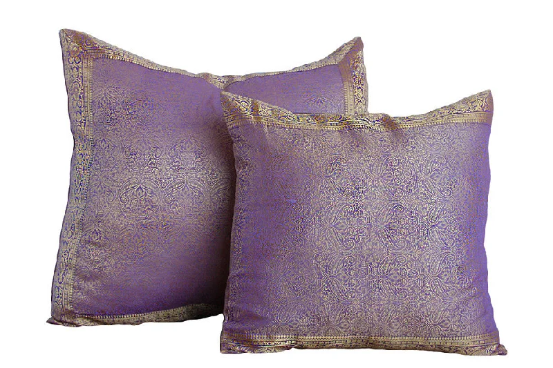 Travel Pillows for Long JourneysLight purple Paisley Sari Pillow Cover