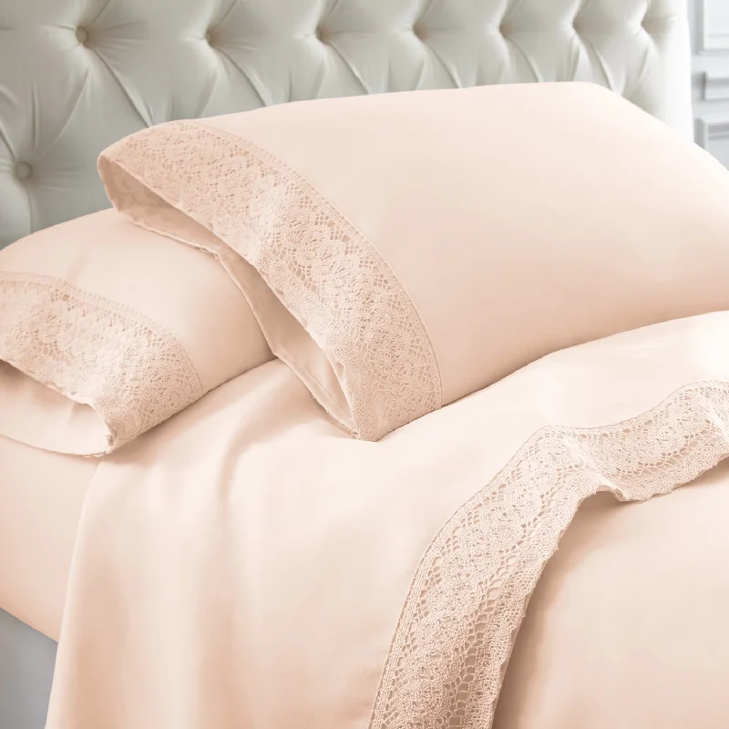 Moisture - Wicking Cotton Sheets for a Dry and Comfortable SleepModern Threads 4-Piece Chochet lace microfiber sheet set