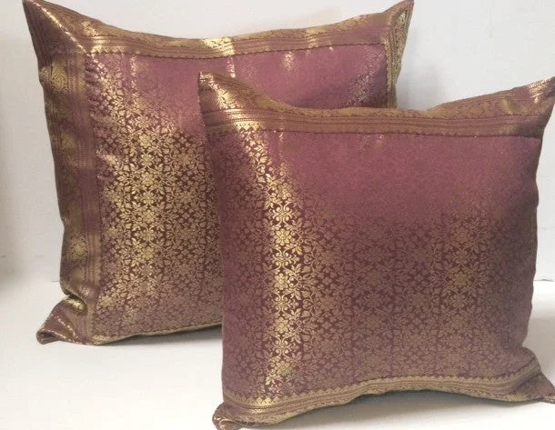 Velvet Pillows for a Touch of EleganceIndian sari pillows Cover Purple Raj