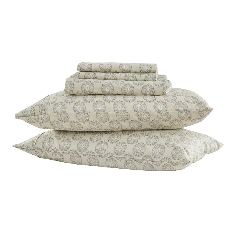 Queen - Size Sheet Sets with a European Pillowcase SetPatina Vie Maison Cotton & Rayon from Bamboo Blend Printed Sheet Set Queen - Size Sheet Sets with a European Pillowcase SetPatina Vie Maison Cotton & Rayon from Bamboo Blend Printed Sheet Set