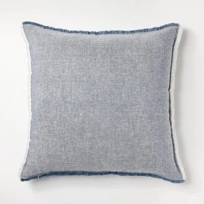 Back Support Pillows for Office ChairsNew - Oversized Reversible Linen Square Throw Pillow with Frayed Edges Blue - Threshold designed with Studio McGee Back Support Pillows for Office ChairsNew - Oversized Reversible Linen Square Throw Pillow with Frayed Edges Blue - Threshold designed with Studio McGee
