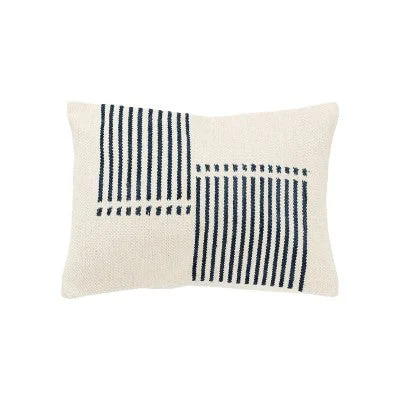 Velvet Pillows for a Touch of EleganceNew - 14"x20" Oversize Striped Design Lumbar Throw Pillow Cover Blue - Rizzy Home Velvet Pillows for a Touch of EleganceNew - 14"x20" Oversize Striped Design Lumbar Throw Pillow Cover Blue - Rizzy Home