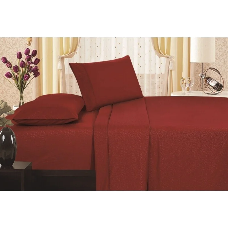 Polyester - Cotton Blend Sheets for Durability and ComfortEmbossed Vine Sheet Set Twin Sheet Set Burgundy Polyester - Cotton Blend Sheets for Durability and ComfortEmbossed Vine Sheet Set Twin Sheet Set Burgundy
