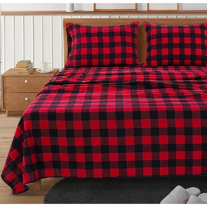 Sheet Sets with Multiple Pillowcase Options100% Cotton Flannel Sheets Set - Queen Size Flannel Sheets, 4-Piece Luxury Bedding Sets, Lightweight, Brushed for Extra Softness Sheet Sets with Multiple Pillowcase Options100% Cotton Flannel Sheets Set - Queen Size Flannel Sheets, 4-Piece Luxury Bedding Sets, Lightweight, Brushed for Extra Softness