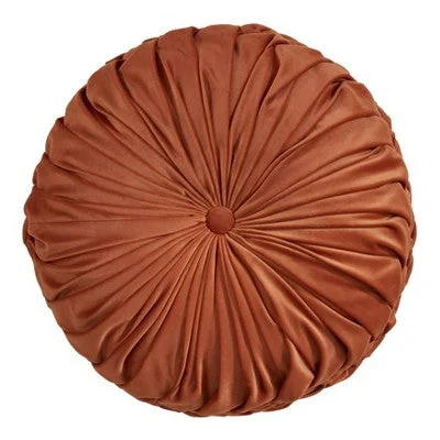 Down Alternative Pillows for Ethical ChoicesNew - 14" Velvet Pin Tuck Poly Filled Round Throw Pillow Rust - Saro Lifestyle Down Alternative Pillows for Ethical ChoicesNew - 14" Velvet Pin Tuck Poly Filled Round Throw Pillow Rust - Saro Lifestyle