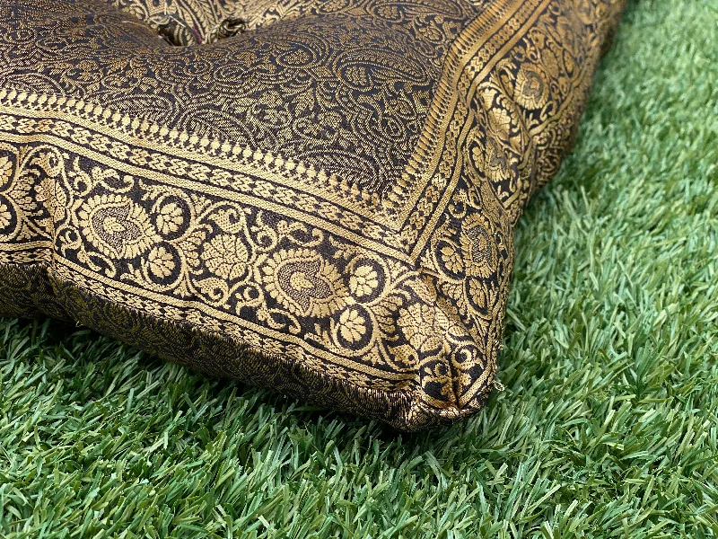 Decorative Pillows for Living Room MakeoverBlack Paisley Meditation Tufted Cushion