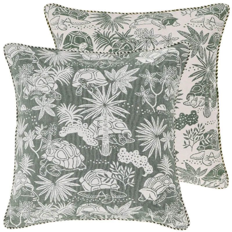 Square Pillows for Modern Home DecorGreen Tortoise Woven Cushion Cover