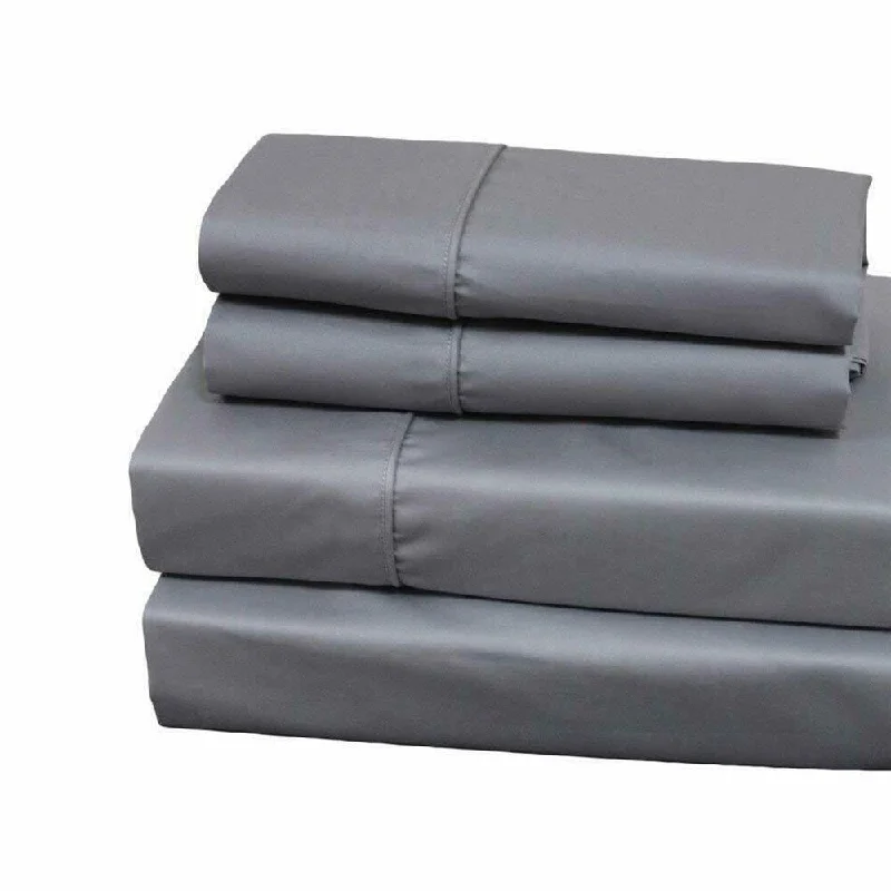 King - Size Sheet Sets with a Decorative Pillow Set400 Thread Count Linens 4-Piece Set 100% Cotton Queen Bed Sheet Silver King - Size Sheet Sets with a Decorative Pillow Set400 Thread Count Linens 4-Piece Set 100% Cotton Queen Bed Sheet Silver