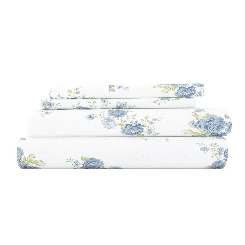 Fitted Sheets with Reinforced Corners for Long - Lasting UseRose Bunch Light Blue 100% Cotton Flannel Super Soft Sheet Set Fitted Sheets with Reinforced Corners for Long - Lasting UseRose Bunch Light Blue 100% Cotton Flannel Super Soft Sheet Set