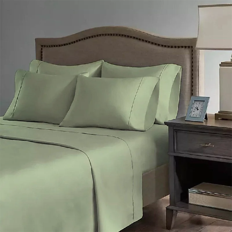 Linen - Cotton Blend Sheets for a Natural and Versatile Option2200 Count 6 Pc Premium Bamboo Deep Pocket Queen Sheet Light Olive