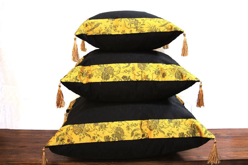 Hypoallergenic Pillows for Allergy SufferersBlack Chinese Style Jacard Border with Art Silk Inset