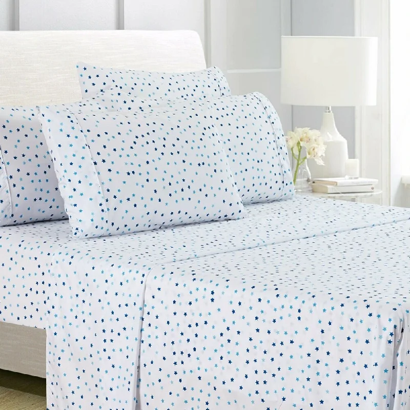 Anti - Pill Microfiber Sheets for a Smooth Appearance6-Piece Egyptian Comfort 1800 Series Ultra Twin Blue Stars Anti - Pill Microfiber Sheets for a Smooth Appearance6-Piece Egyptian Comfort 1800 Series Ultra Twin Blue Stars