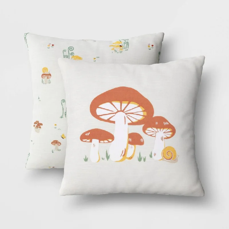 Bolster Pillows for Sofa Decoration2pk Mushroom Printed Woven Cotton Pillows - Room Essentials™: Indoor Decorative Cushion Set, OEKO-TEX Certified Bolster Pillows for Sofa Decoration2pk Mushroom Printed Woven Cotton Pillows - Room Essentials™: Indoor Decorative Cushion Set, OEKO-TEX Certified