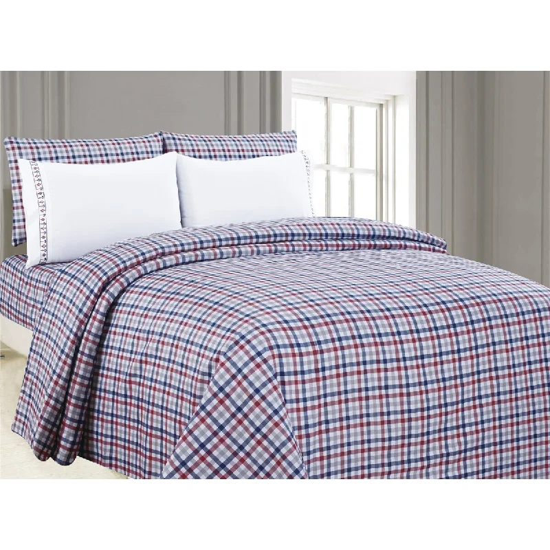 Moisture - Wicking Cotton Sheets for a Dry and Comfortable Sleep6-Piece Printed Sheet Set with Embroidered Pillowcases, Buffalo Tartan Plaid Moisture - Wicking Cotton Sheets for a Dry and Comfortable Sleep6-Piece Printed Sheet Set with Embroidered Pillowcases, Buffalo Tartan Plaid