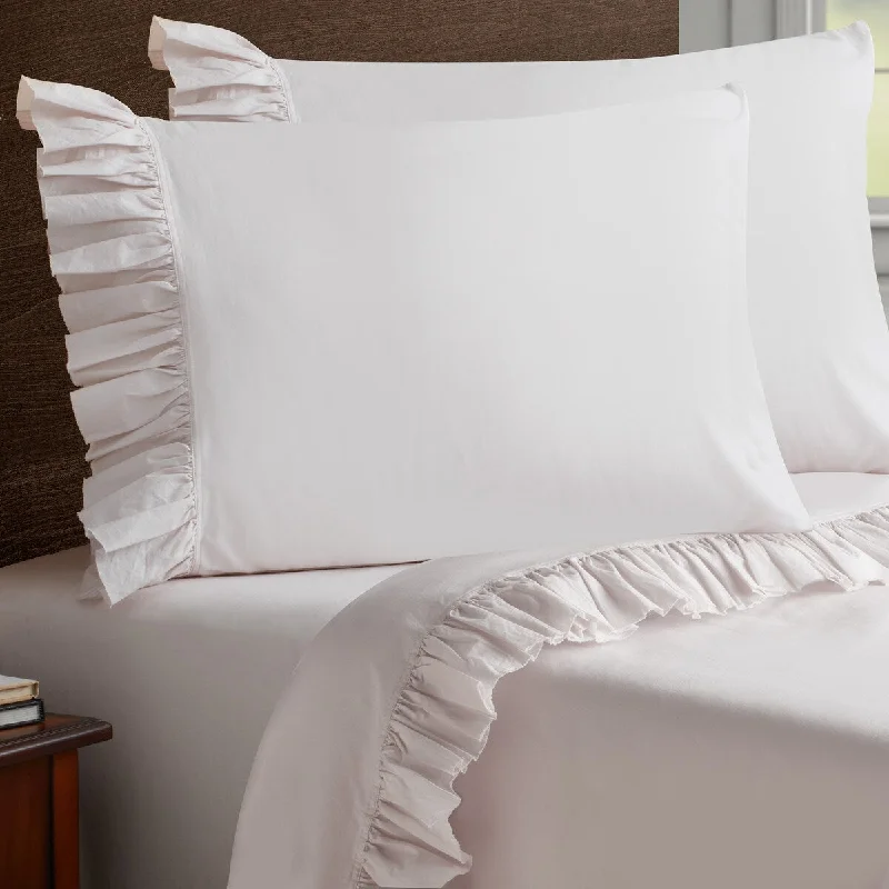 Anti - Pill Microfiber Sheets for a Smooth AppearanceSoft Wash Vintage Ruffles 2PC Pillowcase Set- STD/QUEEN Anti - Pill Microfiber Sheets for a Smooth AppearanceSoft Wash Vintage Ruffles 2PC Pillowcase Set- STD/QUEEN