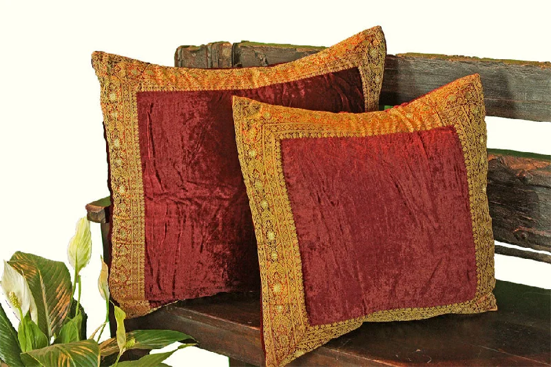 Bolster Pillows for Sofa DecorationBurgundy Velvet Pillow Cover