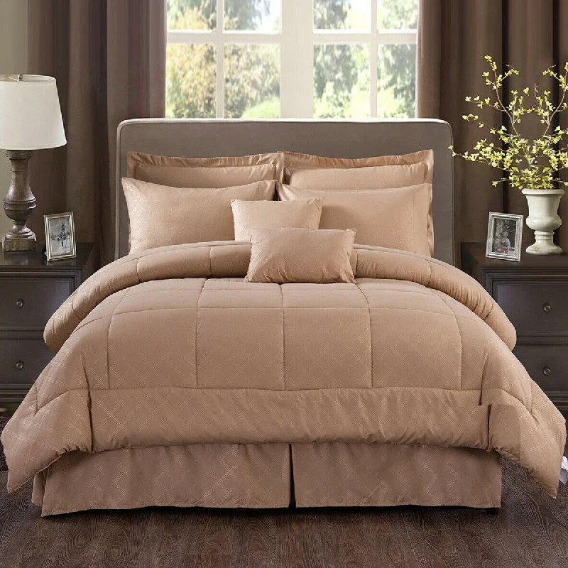 Wool - filled comforters with natural moisture - wicking and temperature - regulating features10 Piece Bed In A Bag Comforter Set Plaid Embossed Cal King Taupe Wool - filled comforters with natural moisture - wicking and temperature - regulating features10 Piece Bed In A Bag Comforter Set Plaid Embossed Cal King Taupe