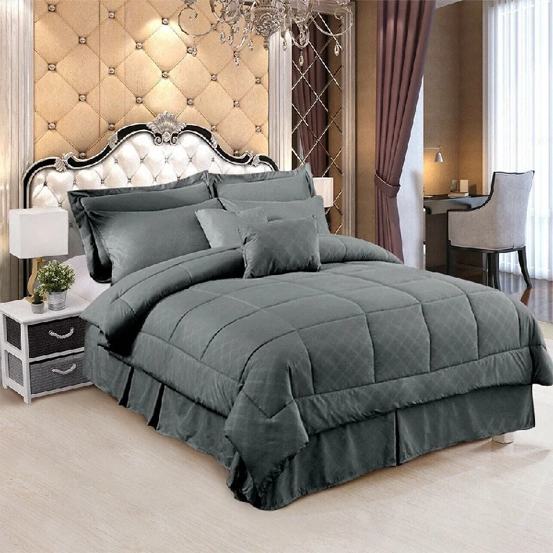 Latex - filled comforters with a bouncy texture and good support10 Piece Comforter Set Bed in a Bag Comforter Set King Grey Latex - filled comforters with a bouncy texture and good support10 Piece Comforter Set Bed in a Bag Comforter Set King Grey