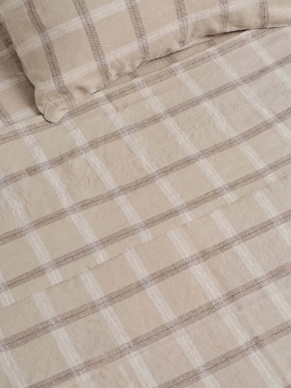 Budget - friendly duvet covers for first - time homebuyers or students100% Linen Duvet Cover in Natural Plaid Budget - friendly duvet covers for first - time homebuyers or students100% Linen Duvet Cover in Natural Plaid