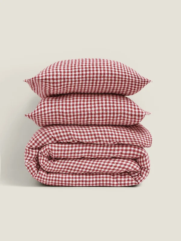 Abstract - designed duvet covers to add an artistic flair to the bedroom100% Linen Duvet Cover in Pinot Gingham Abstract - designed duvet covers to add an artistic flair to the bedroom100% Linen Duvet Cover in Pinot Gingham