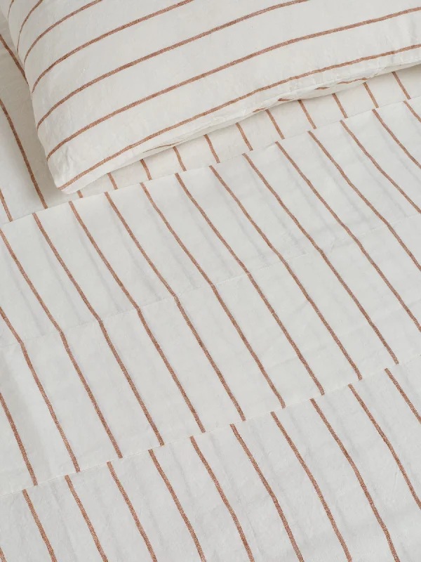 High - end luxury duvet covers for a top - tier sleep experience100% Linen Duvet Cover in Tobacco Stripes High - end luxury duvet covers for a top - tier sleep experience100% Linen Duvet Cover in Tobacco Stripes