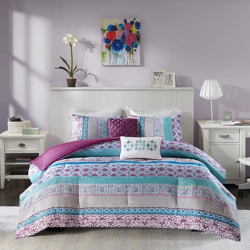 Silk - filled comforters for a luxurious and smooth touch5 Piece Printed Comforter Set Silk - filled comforters for a luxurious and smooth touch5 Piece Printed Comforter Set