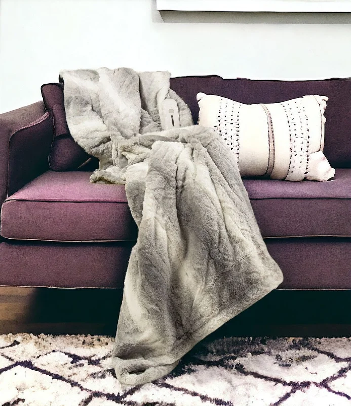 Synthetic fiber blend blankets for a budget - friendly choice50" X 60" Grey And White Modern Contemporary Heated Throw Blankets Synthetic fiber blend blankets for a budget - friendly choice50" X 60" Grey And White Modern Contemporary Heated Throw Blankets