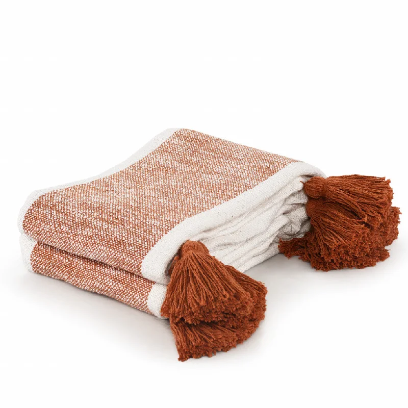 King - size blankets to cover large beds comfortably50" X 60" Orange Woven Cotton Striped Throw Blanket with Tassels King - size blankets to cover large beds comfortably50" X 60" Orange Woven Cotton Striped Throw Blanket with Tassels