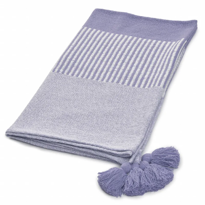 Recycled polyester blankets for an eco - conscious option50" X 60" Purple Woven Cotton Striped Throw Blanket with Tassels Recycled polyester blankets for an eco - conscious option50" X 60" Purple Woven Cotton Striped Throw Blanket with Tassels