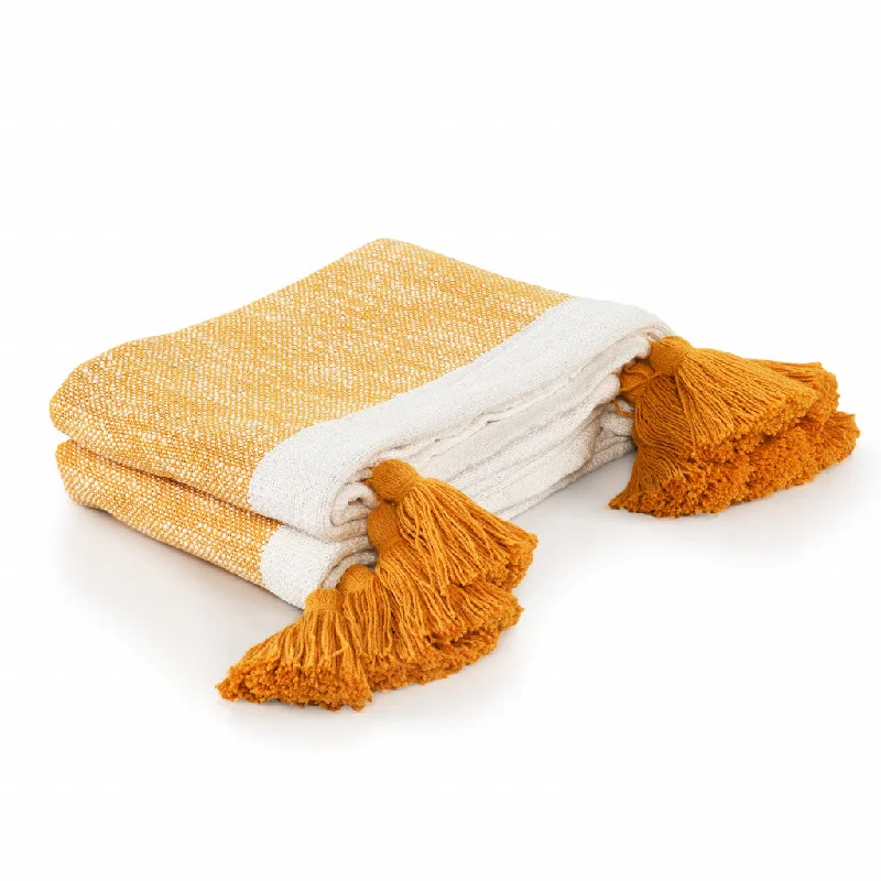 Rayon from bamboo blankets for a silky and breathable feel50" X 60" Yellow Woven Cotton Striped Throw Blanket with Tassels Rayon from bamboo blankets for a silky and breathable feel50" X 60" Yellow Woven Cotton Striped Throw Blanket with Tassels